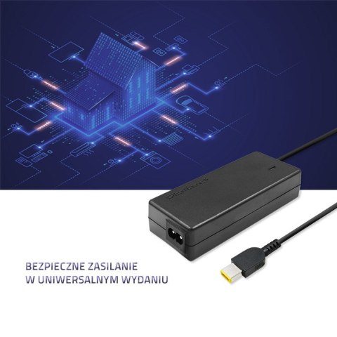 Qoltec Zasilacz do Lenovo 65W | 20V | 3.25A | Slim tip+pin | +kabel zasilający Qoltec Zasilacz do Lenovo 65W | 20V | 3.25A | Slim tip+pin | +kabel zasilający
