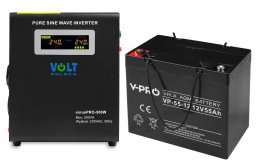 Zasilanie awaryjne Sinus Pro 500 W + Aku 55 Ah VPRO AGM