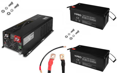 Power Sinus 3000W 24V/230 2x Akumulator 200Ah Awaryjny Power Sinus 3000W 24V/230 2x Akumulator 200Ah Awaryjny