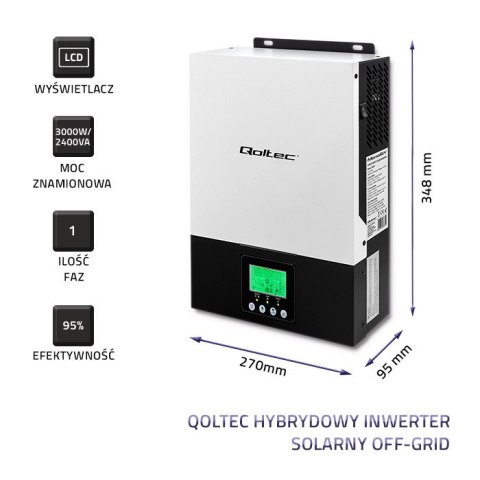Qoltec Hybrydowy inwerter solarny Off-Grid 2.4kW | 80A | MPPT | Sinus Qoltec Hybrydowy inwerter solarny Off-Grid 2.4kW | 80A | MPPT | Sinus