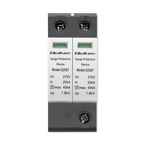 Qoltec Ogranicznik ochronnik przepięć AC | 2P | 275V | T2 |C