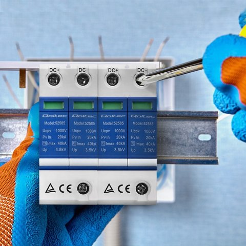 Qoltec Ogranicznik ochronnik przepięć DC| 2P | 1000V | T2 | C