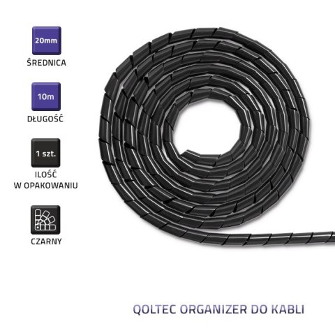 Qoltec Organizer do kabli 20mm | 10m | Czarny Qoltec Organizer do kabli 20mm | 10m | Czarny