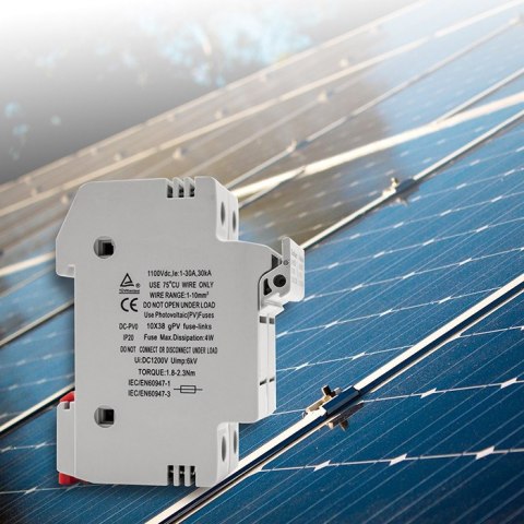 Qoltec Podstawa bezpiecznikowa + bezpiecznik DC | 2P|1000V |20A |10x38 |solar Qoltec Podstawa bezpiecznikowa + bezpiecznik DC | 2P|1000V |20A |10x38 |solar