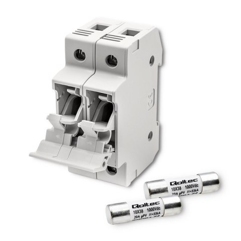 Qoltec Podstawa bezpiecznikowa + bezpiecznik DC | 2P|1000V |20A |10x38 |solar Qoltec Podstawa bezpiecznikowa + bezpiecznik DC | 2P|1000V |20A |10x38 |solar