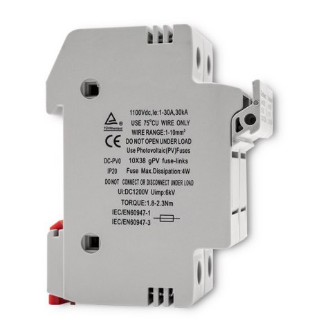 Qoltec Podstawa bezpiecznikowa + bezpiecznik DC | 2P|1000V |20A |10x38 |solar Qoltec Podstawa bezpiecznikowa + bezpiecznik DC | 2P|1000V |20A |10x38 |solar