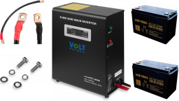 SINUS PRO 2000 W 24/230V + 2xAkumulator 100Ah + Kabel łaczący