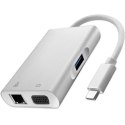 Adapter USB 3.1 typ C męski | VGA żeński + USB 3.0 A żeński + RJ45 żeński (1Gb/s) + PD Adapter USB 3.1 typ C męski | VGA żeński + USB 3.0 A żeński + RJ45 żeński (1Gb/s) + PD