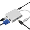 Adapter USB 3.1 typ C męski | VGA żeński + USB 3.0 A żeński + RJ45 żeński (1Gb/s) + PD Adapter USB 3.1 typ C męski | VGA żeński + USB 3.0 A żeński + RJ45 żeński (1Gb/s) + PD