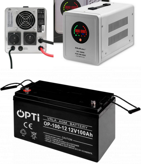Zasilacz UPS Pure Sine 1000VA + Akumulator 100Ah Zasilacz UPS Pure Sine 1000VA + Akumulator 100Ah