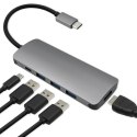 Qoltec Adapter USB 3.1 C męski / 3x USB 3.0 żeńskie | USB typ C żeński |HDMI żeńskie Qoltec Adapter USB 3.1 C męski / 3x USB 3.0 żeńskie | USB typ C żeński |HDMI żeńskie
