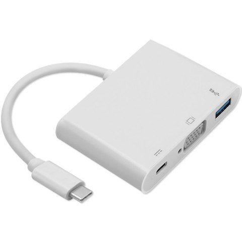Qoltec Adapter USB 3.1 Typ C męski | VGA żeński + USB 3.0 A żeński + USB 3.1 Typ C żeński PD | 0.19m Qoltec Adapter USB 3.1 Typ C męski | VGA żeński + USB 3.0 A żeński + USB 3.1 Typ C żeński PD | 0.19m