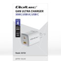 Qoltec Ładowarka sieciowa 35W GaN ULTRA | 5-20V | 2.25-3A | 1xUSB typ C PD | 1x USB | Biała