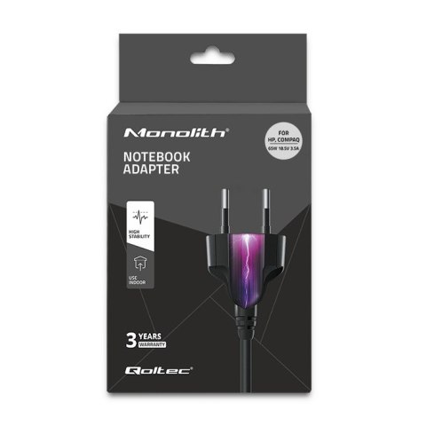 Qoltec Zasilacz do HP 65W | 18.5V | 3.5A | (4.2+4.8)*1.7 | +kabel zasilający Qoltec Zasilacz do HP 65W | 18.5V | 3.5A | (4.2+4.8)*1.7 | +kabel zasilający