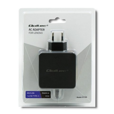 Qoltec Zasilacz do Lenovo 65W | 20V | 3.25A | Slim tip+pin Qoltec Zasilacz do Lenovo 65W | 20V | 3.25A | Slim tip+pin