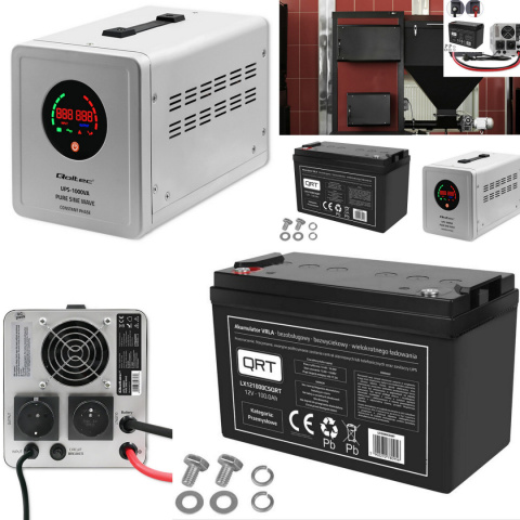 Zasilacz UPS do pieca gazowego CO 1000VA+100Ah Akumulator Zasilacz UPS do pieca gazowego CO 1000VA+100Ah Akumulator