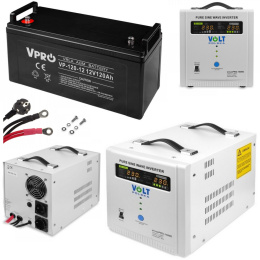 Zasilacz awaryjny Sinus Pro 1500E + Akumulator VPRO120Ah