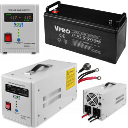Zasilacz awaryjny Sinus pro 1000/700W + Aku 120Ah