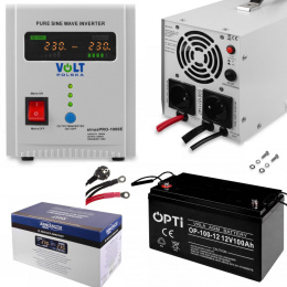 Zasilacz Sinus Pro 1000E + Akumulator 100Ah Zestaw Awaryjny UPS