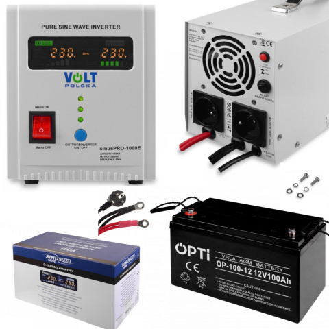 Zasilacz Sinus Pro 1000E + Akumulator 100Ah Zestaw Awaryjny UPS Zasilacz Sinus Pro 1000E + Akumulator 100Ah Zestaw Awaryjny UPS