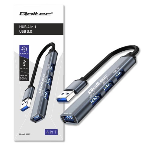 Qoltec Hub Adapter USB 3.0 4w1| 4x USB 3.0