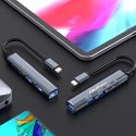 Qoltec Hub Adapter USB-C 3.1 5w1 | USB-C PD| USB-C | 2x USB 2.0 | USB 3.0