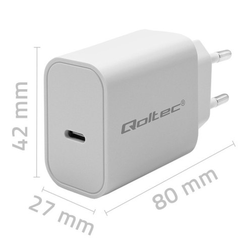Qoltec Ładowarka Super Quick PD | 20W | 5-12V | 1.67-3A | USB typ C | Biała