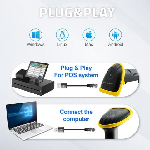 Qoltec Laserowy czytnik kodów 1D| 2D | USB | Czarny Qoltec Laserowy czytnik kodów 1D| 2D | USB | Czarny