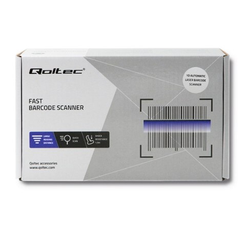 Qoltec Laserowy czytnik kodów kreskowych 1D z podstawką Qoltec Laserowy czytnik kodów kreskowych 1D z podstawką