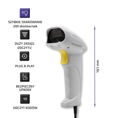 Qoltec Laserowy czytnik kodów kreskowych 1D