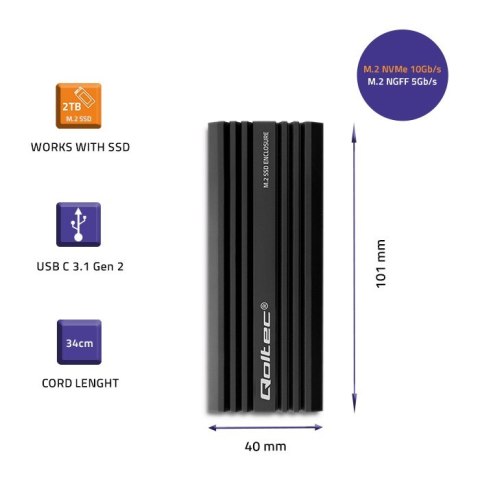 Qoltec Obudowa | kieszeń NV2270 na dysk M.2 SSD SATA | NGFF | PCIe | USB-C