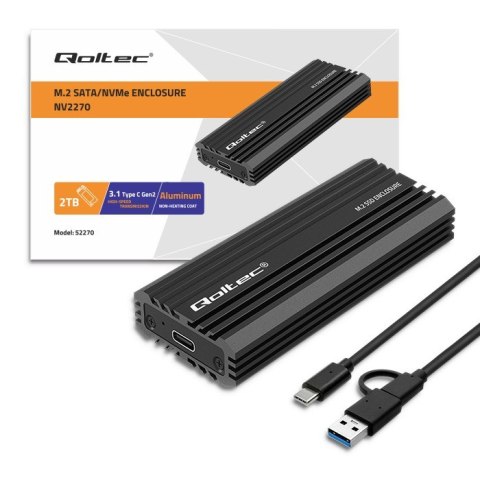 Qoltec Obudowa | kieszeń NV2270 na dysk M.2 SSD SATA | NGFF | PCIe | USB-C