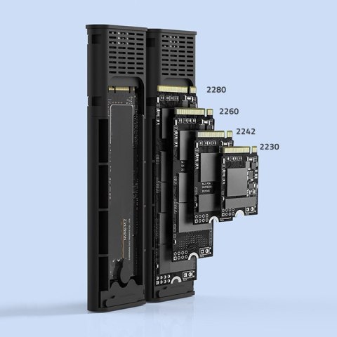 Qoltec Obudowa | kieszeń na dysk M.2 SSD SATA | NVME | DUAL |USB-C