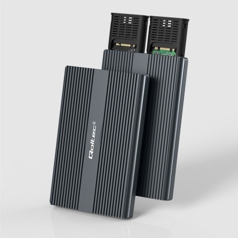 Qoltec Obudowa | kieszeń na dysk M.2 SSD SATA | NVME | DUAL |USB-C