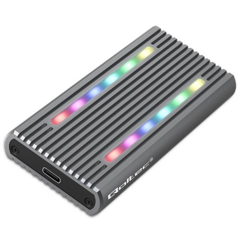 Qoltec Obudowa | kieszeń na dysk M.2 SSD SATA | NVME | RGB LED | USB-C