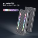 Qoltec Obudowa | kieszeń na dysk M.2 SSD SATA | NVME | RGB LED | USB-C