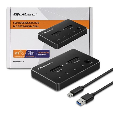 Qoltec Stacja dokująca dysków 2x M.2 NVME SATA SSD | USB-C