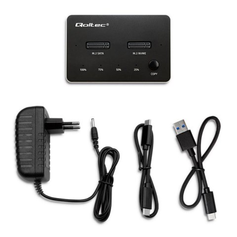Qoltec Stacja dokująca dysków 2x M.2 NVME SATA SSD | USB-C