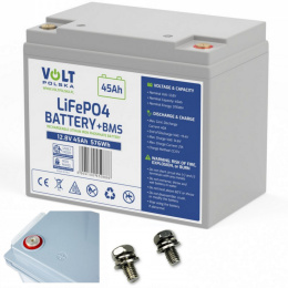 AKUMULATOR LiFePO4 12,8V 45 Ah (40A) + BMS BEZOBSŁUGOWY