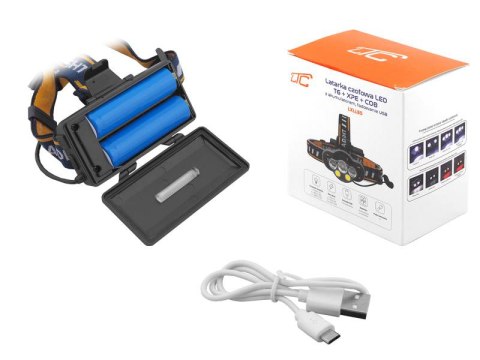 LTC Latarka czołowa 1xLED T6 2xLED XPE 2xCOB, ładowanie USB / 2x18650.