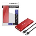Qoltec Aluminiowa Obudowa | Kieszeń na dysk M.2 SSD | SATA | NGFF | USB 3.0 | Super speed | 2TB | Czerwony
