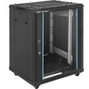Qoltec Szafa RACK 19" | 15U | 600 x 600 x 855 | hartowane drzwi | stojąca | nóżki + kółka | stalowa obudowa | zamek