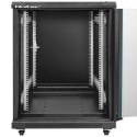 Qoltec Szafa RACK 19" | 15U | 600 x 600 x 855 | hartowane drzwi | stojąca | nóżki + kółka | stalowa obudowa | zamek
