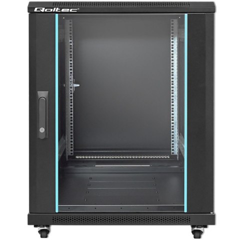 Qoltec Szafa RACK 19" | 15U | 600 x 600 x 855 | hartowane drzwi | stojąca | nóżki + kółka | stalowa obudowa | zamek