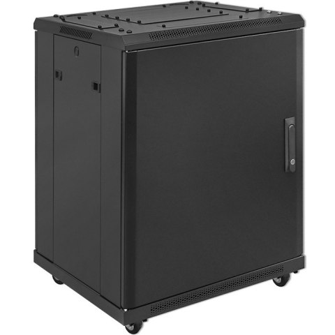 Qoltec Szafa RACK 19" | 15U | 600 x 600 x 855 | hartowane drzwi | stojąca | nóżki + kółka | stalowa obudowa | zamek