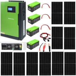 Zestaw fotowoltaiczny Hybrydowy inwerter solarny Off-Grid 10KVA 5,5kW 10xPanele 500W 4xAkumulator GEL 200Ah