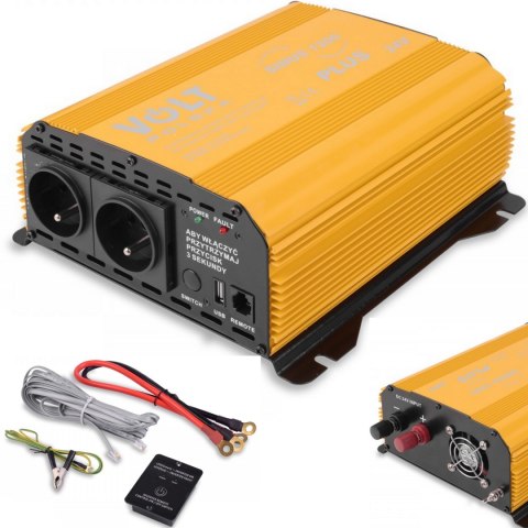 Przetwornica napięcia SINUS PLUS 1200 24/230V (600/1200W) + pilot Czysty sinus