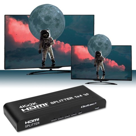 Qoltec Aktywny rozdzielacz Splitter 4 x HDMI 4K x 2K | 3.4Gb/s | High stability