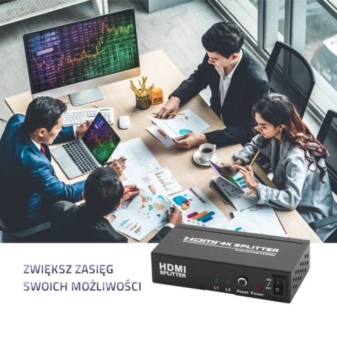 Qoltec Aktywny rozdzielacz Splitter HDMI 1x2 v.1.3b Qoltec Aktywny rozdzielacz Splitter HDMI 1x2 v.1.3b