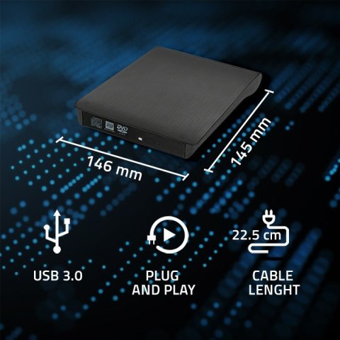 Qoltec Nagrywarka DVD-RW zewnętrzna |USB 3.0 | Czarna Qoltec Nagrywarka DVD-RW zewnętrzna |USB 3.0 | Czarna